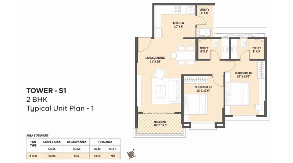 Bramha-Sky-City-Floor-Plan-2-BHK-786-Sqft